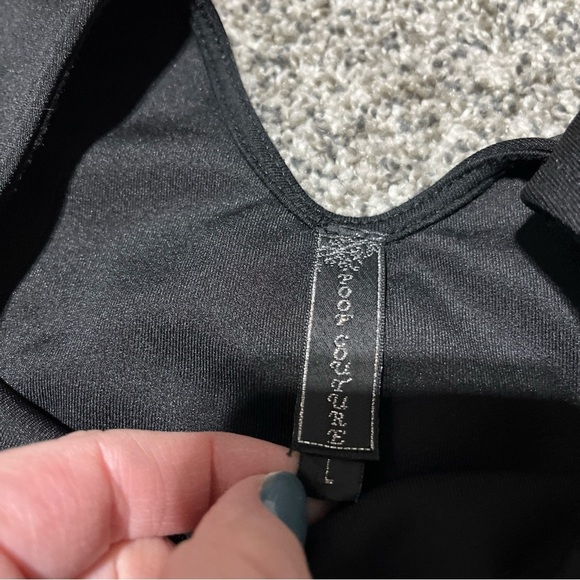 Poof Couture Womens A Line Dress Black  Studs Stretch Scoop Neck Sleeveless L - Picture 7 of 11